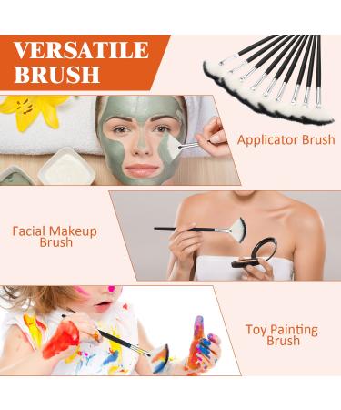 9-Piece Facial Brush Set for Peel Masks and Makeup Application - Soft Fan Brushes in Black and Silver - Buy Online on GoSupps.com
