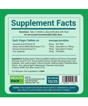 Viagru 200mg High Dose Blue Tablets for Men and Women - Performance Enhancing Aphrodisiac - Stay Harder for Longer - Vegan and Vegetarian - Natural and Safe - 30 Tablets - Buy Online on GoSupps.com