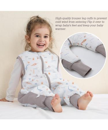 Baby Sleep Sack with Feet Winter 2.5 TOG | Cotton Toddler Sleeping Bag 12-24 Months (Gray Whale M) - Buy Online on GoSupps.com