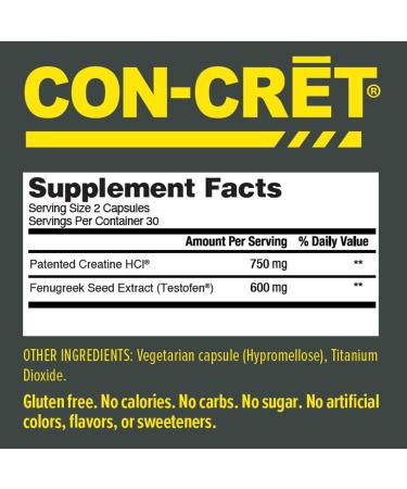 Buy CON-CRET + Test - Patented Creatine HCl with Testofen for Enhanced Testosterone - 60 Capsules | International Shipping - Buy Online on GoSupps.com