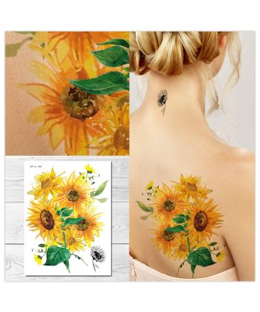 Supperb® Temporary Tattoos - Watercolor Painting Bouquet of Sunflower Sunflowers Tattoo