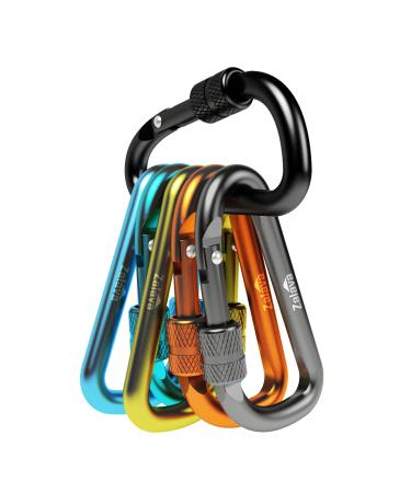 Zalava 6pcs 2D-Clip Durable Locking Carabiner Keychain Clip,Keychain Clip Hook 6 Colors-6pcs