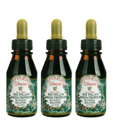 3 Bottles Apiario Silvestre Bee Pollen Green Bee Propolis Liquid Glycolic Extract -Non Alcoholic Wax Free