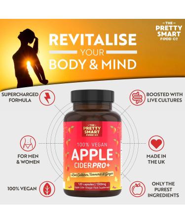 Organic Apple Cider Vinegar Capsules with Turmeric & Ginger - 1300MG Dosage - 120 Capsules - Made in the UK - Buy Online on GoSupps.com