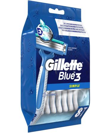 Gillette Blue 3 Disposable Razors for Men - Triple Blade Moisture Strips 8 Razors (4 Pack) - International Shipping Available - Buy Online on GoSupps.com