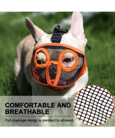Jyhy Adjustable Muzzle for Flat-Nosed Dogs & Cats | Breathable Design for Bulldogs Pugs & More - Orange (28-43cm) - Buy Online on GoSupps.com