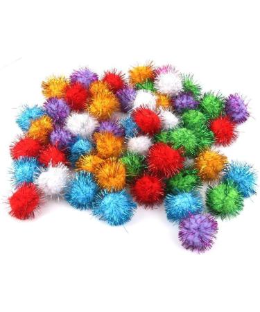 BIPY 20/Pack 3.5cm Cat Toy Soft Balls Kitten Toys with Tinsel Fluff Indoor Pompom Ball Assorted Color Random Tinsel fluff ball 20pcs - Buy Online on GoSupps.com