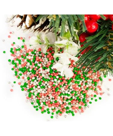 Christmas Twinkle Red, Green & White 2mm Pearls Cake Topper Sprinkles - 30g Edible Sugar Decorations for Xmas Themed Party Cakes - Buy Online on GoSupps.com
