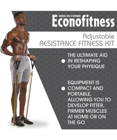 Econofitness Adjustable Resistance Fitness Kit with 3 Adjustable-Resistance Exercise Bands Handles and Ankle Straps Workout Bands for at-Home Fitness Strength Training and Physical Therapy - Buy Online on GoSupps.com
