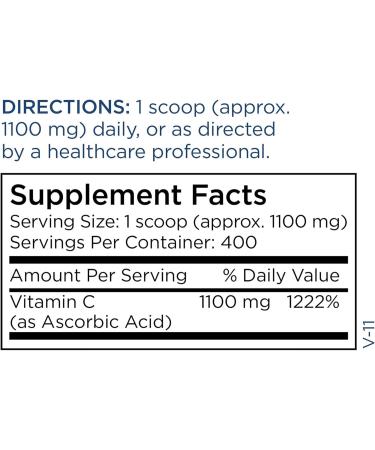 Metabolic Maintenance Vitamin C Powder - 1100 mg Pure Ascorbic Acid Antioxidant + Immune Support Supplement - Easy Drink Add-in (15.7 oz / 400 Servings) - Buy Online on GoSupps.com