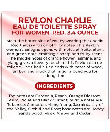 Charlie Rose Eau De Toilette Spray For Women Red 3.4 Ounce - Buy Online on GoSupps.com