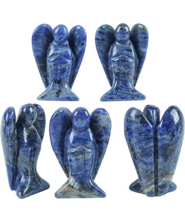 Lovionus89 Sodalith Guardian Angel Statue - Hand-Carved 5cm Healing Crystal Decoration | Unique Stone Figures for Home & Gifts - Buy Online on GoSupps.com