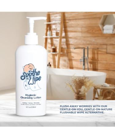 SOOTHE 'N WIPE Hygienic Anal Cleansing Lotion - 8oz and 2oz Pack - Chafing Cream Anti Itch Lotion for Bum Cream for Sensitive Skin - Flushable Wipe Alternative with Aloe & Moisturizers - Buy Online on GoSupps.com