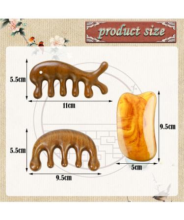 Tyxhxtf Massage Comb Set - 2 Wide Tooth Gua Sha Stones & Round Tooth Comb for Fatigue Relief | Ideal Massage Tool for Men & Women - Buy Online on GoSupps.com