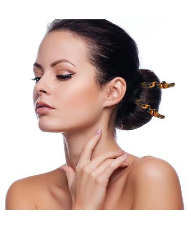 6 Pieces Tortoise Print Acetate Hair Sticks Set - Retro Hair Accessories for Styling Long Hair - Women/Girls (Simple Pattern) - Buy Online on GoSupps.com