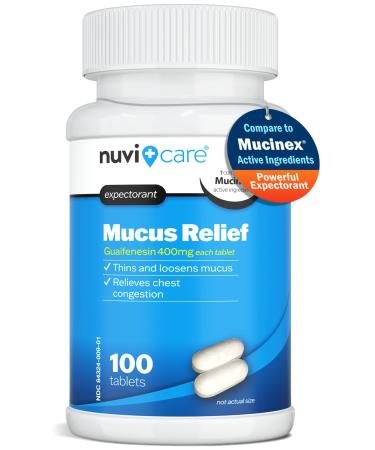 Expectorant Mucus Relief 400mg - Guaifenesin 400mg Tablets - Fast Chest Congestion Relief for Adults - Compare to Mucinex Tablets - Generic Mucus Clear for Phlegm and Congestion (100 Count) 100 Caplets (pack of 1)