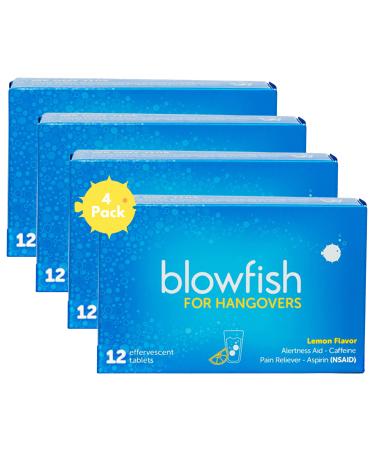 Blowfish for Hangovers - FDA-Recognized Formulation Guaranteed to Relieve Hangover Symptoms Fast - 4 Pack