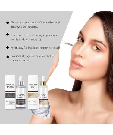2Pcs Black and White Rice Exfoliant Rice Ampoule Duo White Rice Ampoule Black Rice Exfoliating Peeling Solution Moisturizing & Pore Minimizer for Face (Black & White Rice Exfoliant) - Buy Online on GoSupps.com