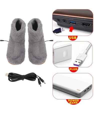 Buy Heated Foot Warmers - Soft Plush Electrical Heating Booties & Slippers for Men & Women - Perfect Gifts in Gray - Buy Online on GoSupps.com