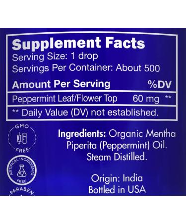 Zongle USDA Certified Organic Peppermint Oil 1 OZ - Safe to Ingest Mentha Piperita - Buy Online on GoSupps.com