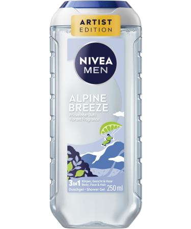 Beiersdorf NIVEA MEN Alpine Breeze Artist Edition Shower Gel revitalizing shower gel with sparkling and lively scent 3in1 shower gel for body face and hair 250 ml