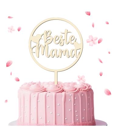Cake Topper "Best Mom" made of wood cake topper mom cake decoration for birthday Mother's Day mom cake size: 15 x 23 cm