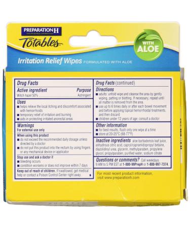 Preparation H Totables Irritation Relief Wipes 10 Each (Pack of 5) 1 Count (Pack of 5) - Buy Online on GoSupps.com