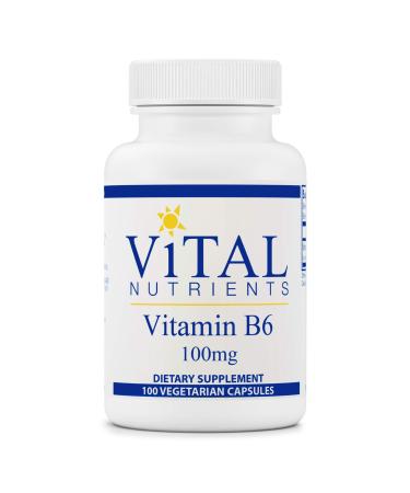 Vital Nutrients - Vitamin B6 - Healthy Nerve and Musculoskeletal Support - 100 Vegetarian Capsules per Bottle - 100 mg - Buy Online on GoSupps.com