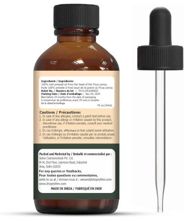 Organic Zing Fig (Ficus carica) Oil | Pure & Natural Carrier Oil for Skincare Hair Care Aroma & Diffuser - 30ml/1.01fl oz - Buy Online on GoSupps.com