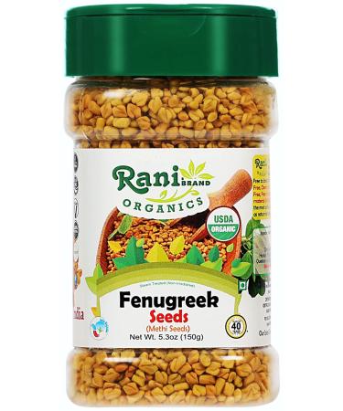 Rani Organic Fenugreek (Methi) Seeds Whole 5.29oz (150g) PET Jar, Trigonella Foenum Graecum  All Natural | Vegan | Gluten Friendly | NON-GMO | Indian Origin | USDA Certified Organic 5.29 Ounce (Pack of 1) - Buy Online on GoSupps.com