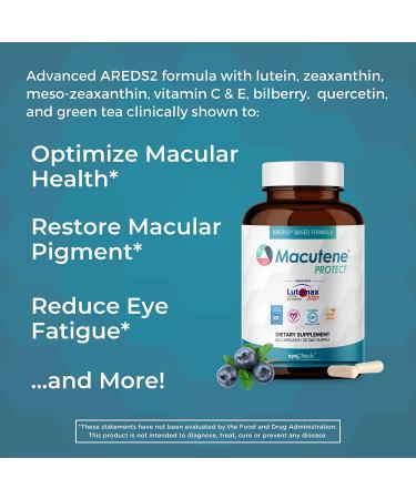 Macutene Protect: Natural Eye Health Vitamins with Bilberry, Zeaxanthin, Lutein | Macular Support Supplement with AREDS2 Formula, Carotenoids, Quercetin, EGCG | 60 Capsules - Buy Online on GoSupps.com