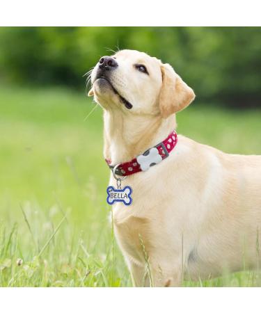 Yhananti Personalized Dog Tag - Engraved Stainless Steel Pendant for Small to Medium Dogs - Glitter Bone Design - Customizable with Name Phone Number & Address (Pink Red) - Buy Online on GoSupps.com
