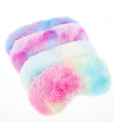 Shop WLLHYF 4 Pcs Plush Rainbow Eye Masks | Soft & Comfortable Furry Sleep Covers for Adults & Kids | Perfect for Travel & Napping - Buy Online on GoSupps.com