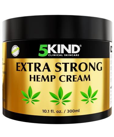 5kind Extra Strong Hemp Cream 10.1 fl oz- Hemp Cream Maximum Strength - Soothing Relief Joint Cream - Muscle Rub for Lower Back Joints Neck Knees Shoulders & Muscles - Maximum Strength Hemp Cream