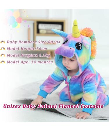 Doladola Baby Unicorn Hooded Romper | Flannel Animal Jumpsuit for Toddler 12-18 Months - Buy Online on GoSupps.com