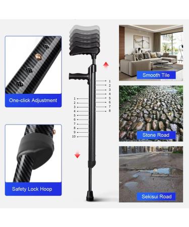 1 Pair Telesunderarm Crutches with Reflector and Ergonomic Handgrip Height Adjustable-Lightweight Aluminum Walking Cane for Seniors Adults Lucky Star - Buy Online on GoSupps.com