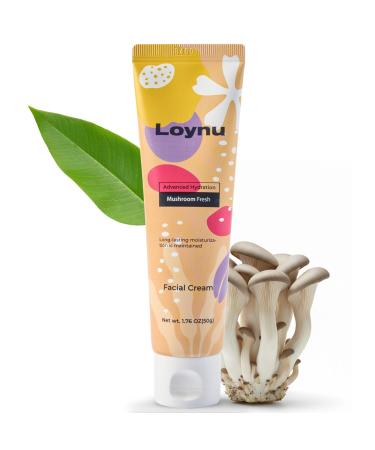 LOYNU Korean Face Moisturizer for Dry & Sensitive Skin | Rich Deeply Moisturizing Formula with Mushroom Extract | Hydrating Facial Cream | Non-Irritating 1.76 Oz
