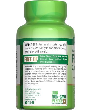 Nature's Truth Fish Oil Omega 3 Supplement | 2000mg | 60 Softgels | EPA & DHA | Lemon Flavor | Non-GMO and Gluten Free - Buy Online on GoSupps.com