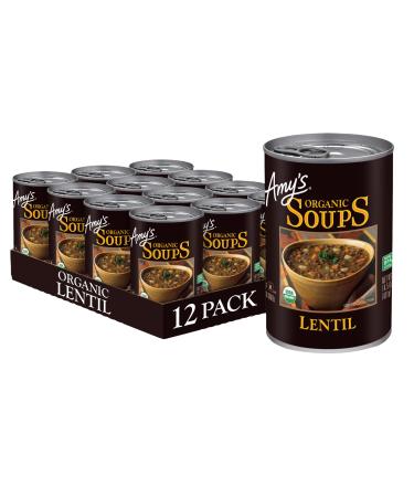 Amy's Soup, Vegan, Gluten Free, Organic Lentil, 14.5 Ounce (Pack of 12) Lentil 14.5 Ounce (Pack of 12)