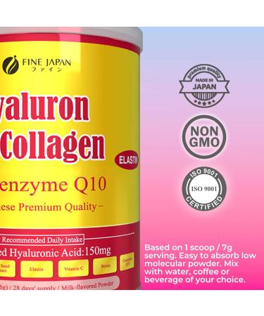 FINE JAPAN Premium Marine Collagen Powder with Hyaluronic Acid, CoQ10 & Elastin/Set of 2/ Non-GMO - 28 Servings (196g / 6.9oz) - Buy Online on GoSupps.com