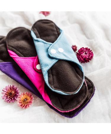 Femallay Reusable Cloth Menstrual Pads - Charcoal Bamboo Layer, Soft & Absorbent, Washable Sanitary Pads for Women - Feminine Hygiene Product - Colorful Minky/Small - Buy Online on GoSupps.com