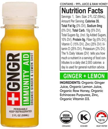 +GNGR 12 Shots Variety Pack of Organic Ginger Shots. Cold Pressed Preservative free. Ginger Juice Turmeric Root Lemon & Orange Juice Caynne Pepper. 2fl oz (Pack of 12) - Buy Online on GoSupps.com