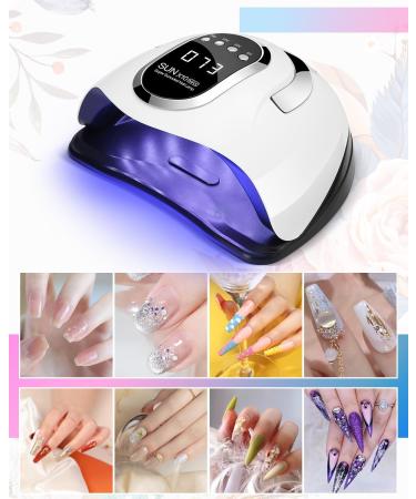 FAOKZE 220W Nail Dryer Lamp - UV LED Nail Lamp for Acrylic & Shellac Nails with Digital Timer (10/30/60/99S) - White - Perfect for All Gel Nail Polishes - Buy Online on GoSupps.com