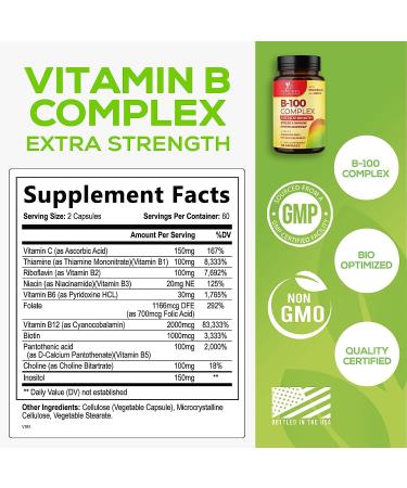 Super B Complex Plus Vitamin C - Immune & Energy Support - 120 Vegan Capsules - Buy Online on GoSupps.com