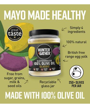 Hunter & Gather Olive Oil Mayo 3 x 250g | Paleo Keto, Sugar & Gluten Free | Made with Olive Oil & British Free Range Egg Yolk | 750g - Buy Online on GoSupps.com