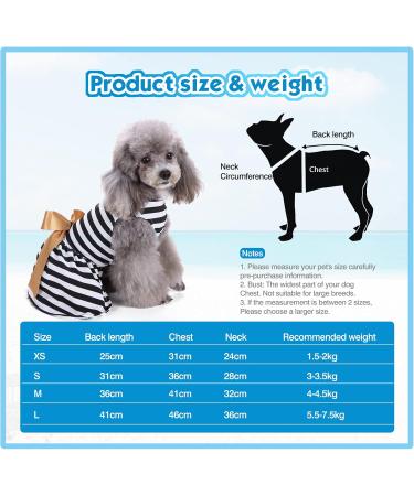 Elegant Petcute Dog Dress - Summer Tutu for Little Dogs with Bowknot & Flower Design | XS Black & White Stripes - Buy Online on GoSupps.com
