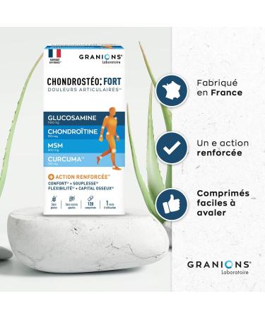 GRANIONS CHONDROSTEO+ FORT Articulations - Formule Renforc e - Curcuma - Mobilit & Souplesse Articulaire Flexibilit Capital Osseux - Glucosamine Chondro tine MSM Curcuma - 120 comprim s - Buy Online on GoSupps.com