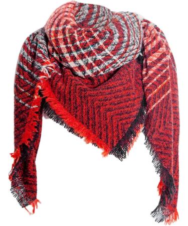 Cozy Triangular Scarf for Women - Autumn Winter Wrap in Red - Stylish Patterned Scarves - Buy Online on GoSupps.com