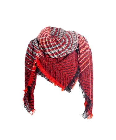 Hanxiulin ladies scarves warm winter cotton triangle triangle Elegant Print triangular hood hood scarf triangular scarf large women's neckerchief unit size red