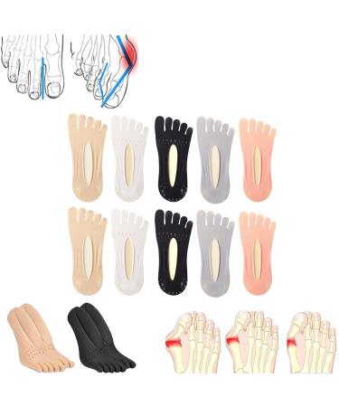 Sock Align Toe Socks for Bunion Projoint AntiBunions Health Sock Sofeet Anti-Bunions Health Socks No Show Low Cut Five Finger Socks (10pairs-Mixed Color)